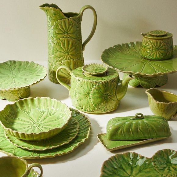 Large Anthropologie Lily pad pitcher - Picture 2 of 9